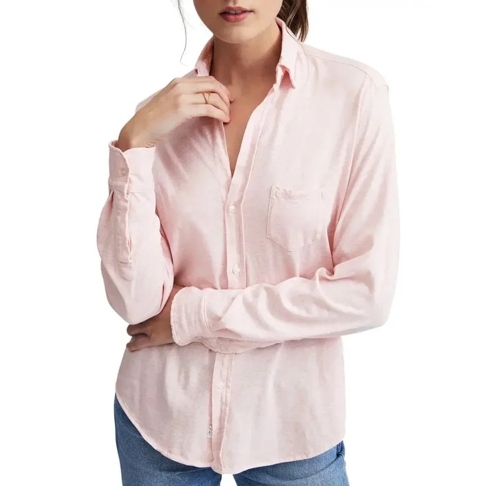 Frank & Eileen • Tee Lab Eileen Relaxed Button-Up Shirt pink Heritage Jersey
